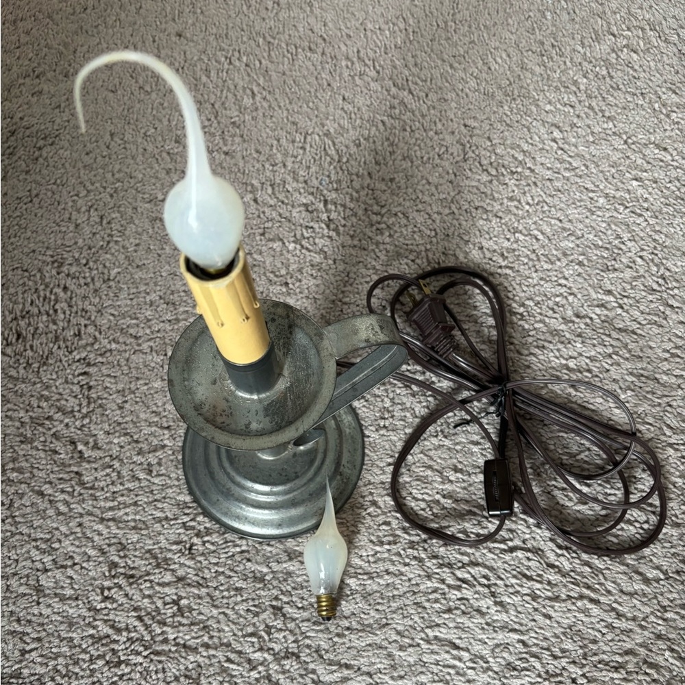 Vintage Silver Metal Candle Lamp with Bulb
